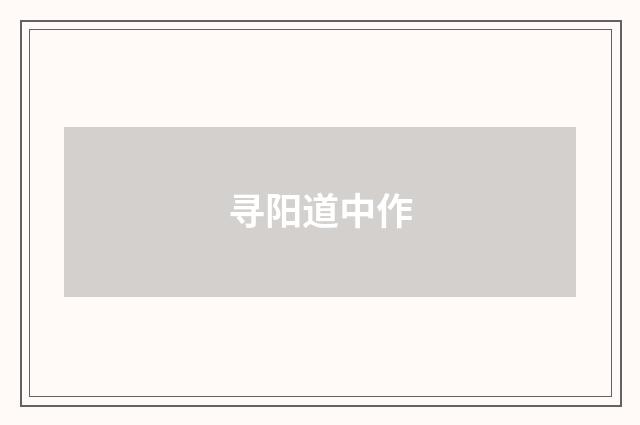 寻阳道中作