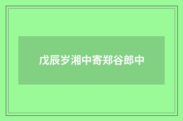 戊辰岁湘中寄郑谷郎中