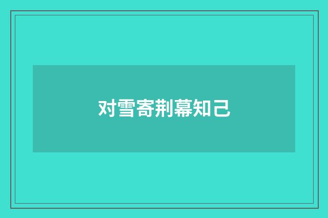 对雪寄荆幕知己