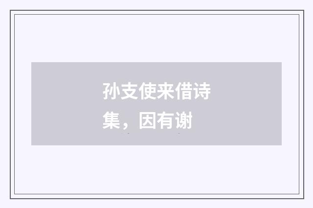 孙支使来借诗集，因有谢