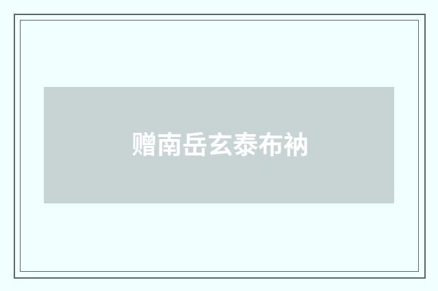 赠南岳玄泰布衲