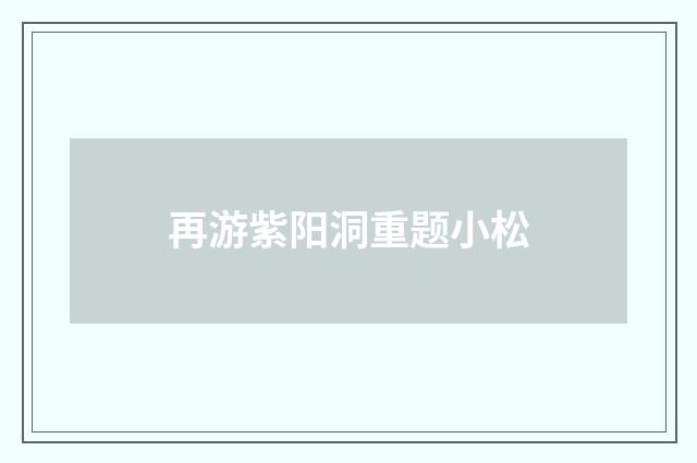 再游紫阳洞重题小松