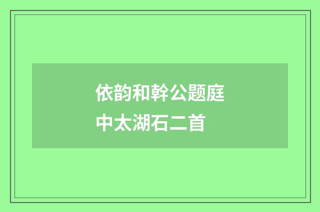 依韵和幹公题庭中太湖石二首
