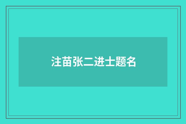 注苗张二进士题名