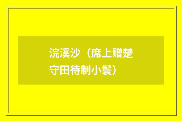 浣溪沙（席上赠楚守田待制小鬟）