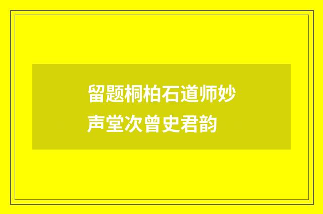 留题桐柏石道师妙声堂次曾史君韵