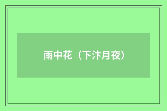 雨中花（下汴月夜）