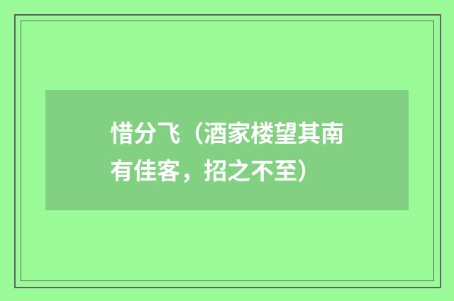 惜分飞（酒家楼望其南有佳客，招之不至）