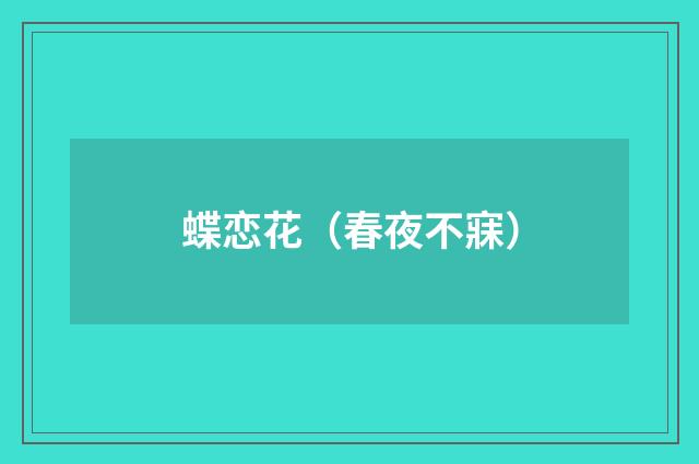 蝶恋花（春夜不寐）