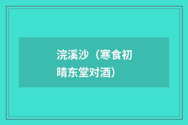 浣溪沙（寒食初晴东堂对酒）