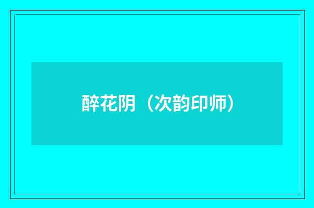 醉花阴（次韵印师）