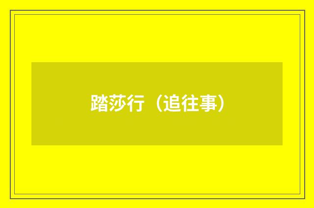 踏莎行（追往事）