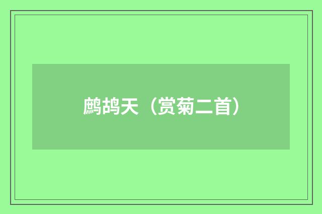 鹧鸪天（赏菊二首）