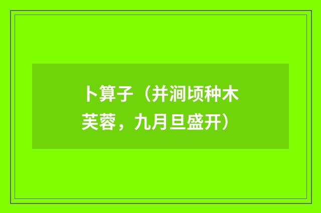 卜算子（并涧顷种木芙蓉，九月旦盛开）