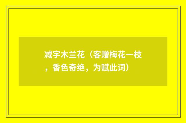 减字木兰花（客赠梅花一枝，香色奇绝，为赋此词）
