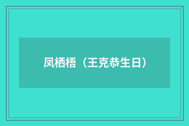 凤栖梧（王克恭生日）
