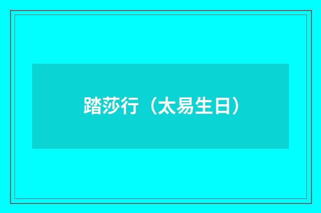 踏莎行（太易生日）