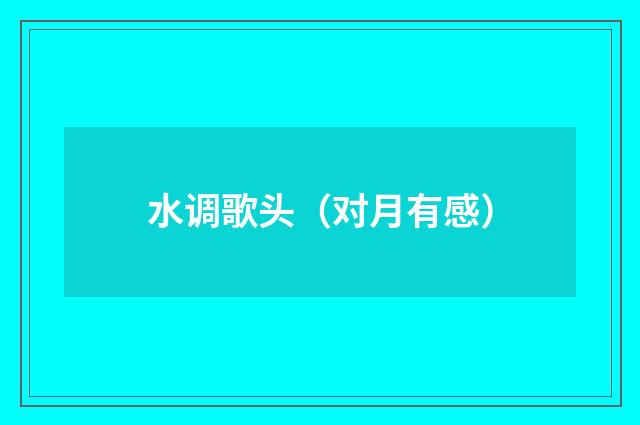水调歌头（对月有感）