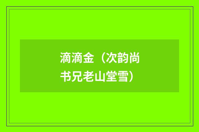 滴滴金（次韵尚书兄老山堂雪）