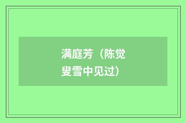 满庭芳（陈觉叟雪中见过）