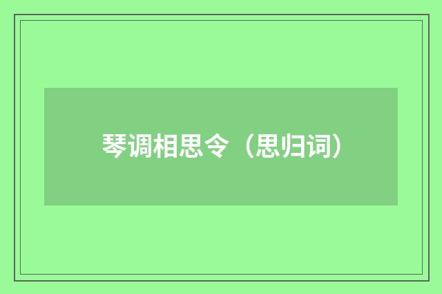 琴调相思令（思归词）