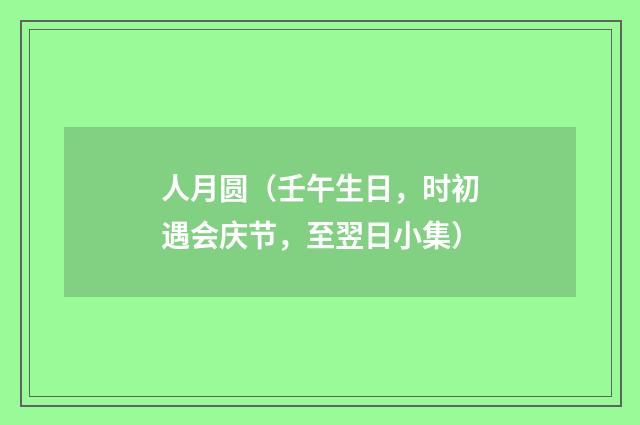 人月圆（壬午生日，时初遇会庆节，至翌日小集）