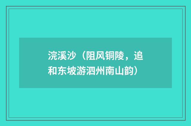 浣溪沙（阻风铜陵，追和东坡游泗州南山韵）