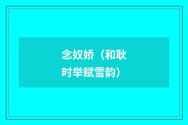 念奴娇（和耿时举赋雪韵）