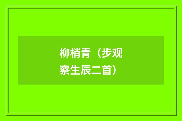 柳梢青（步观察生辰二首）