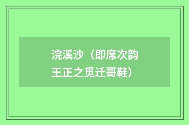 浣溪沙（即席次韵王正之觅迁哥鞋）