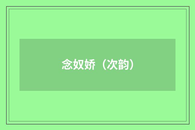 念奴娇（次韵）