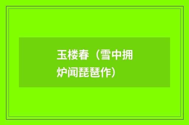 玉楼春（雪中拥炉闻琵琶作）