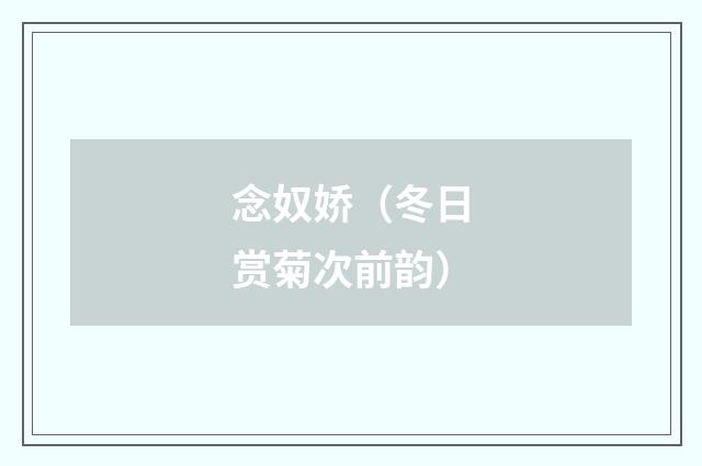 念奴娇（冬日赏菊次前韵）