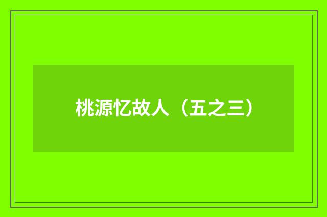 桃源忆故人（五之三）