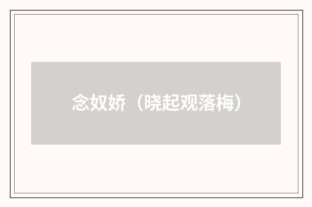 念奴娇（晓起观落梅）