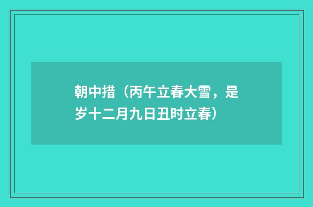 朝中措（丙午立春大雪，是岁十二月九日丑时立春）