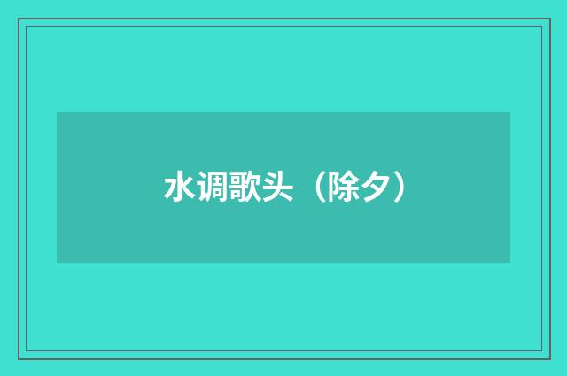 水调歌头（除夕）
