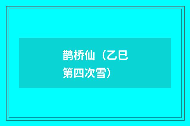 鹊桥仙（乙巳第四次雪）