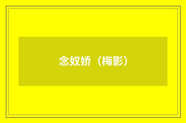 念奴娇（梅影）