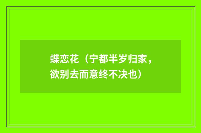 蝶恋花（宁都半岁归家，欲别去而意终不决也）