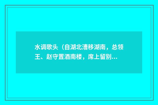 水调歌头（自湖北漕移湖南，总领王、赵守置酒南楼，席上留别）