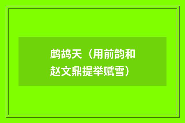 鹧鸪天（用前韵和赵文鼎提举赋雪）