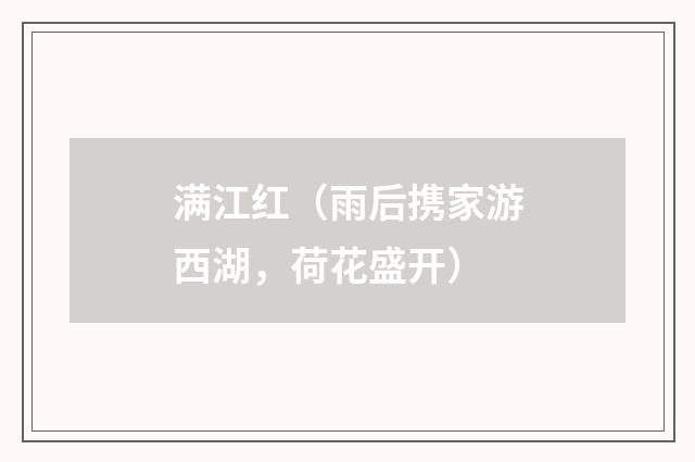 满江红（雨后携家游西湖，荷花盛开）