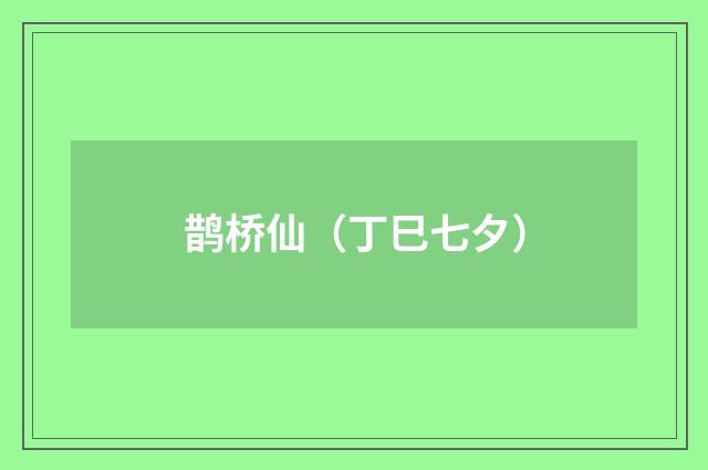 鹊桥仙（丁巳七夕）