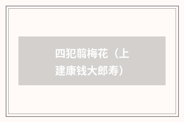 四犯翦梅花（上建康钱大郎寿）