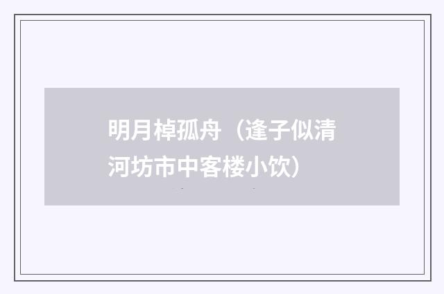 明月棹孤舟（逢子似清河坊市中客楼小饮）