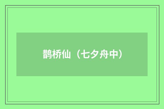 鹊桥仙（七夕舟中）