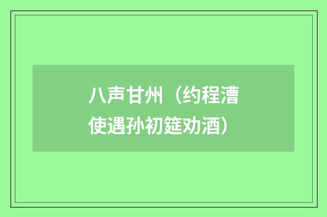 八声甘州（约程漕使遇孙初筵劝酒）