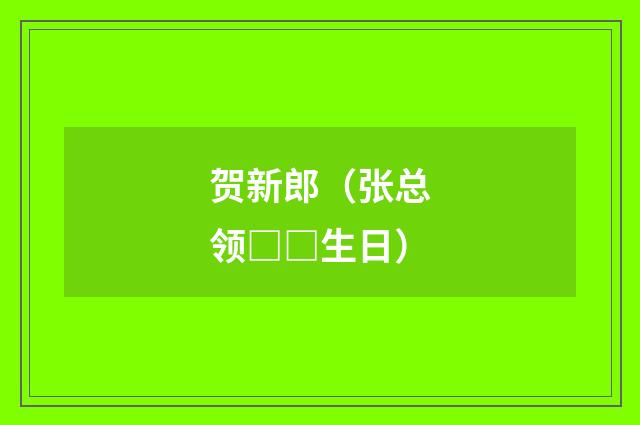贺新郎（张总领□□生日）