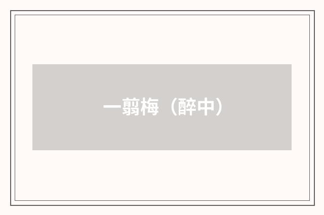 一翦梅（醉中）